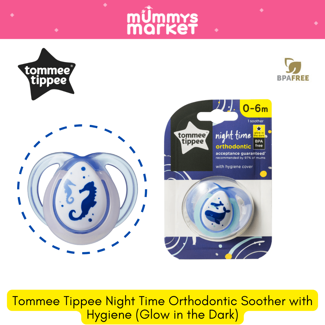 Tommee Tippee Night Time Orthodontic Soother with Hygiene (Glow in the Dark) - 1pk